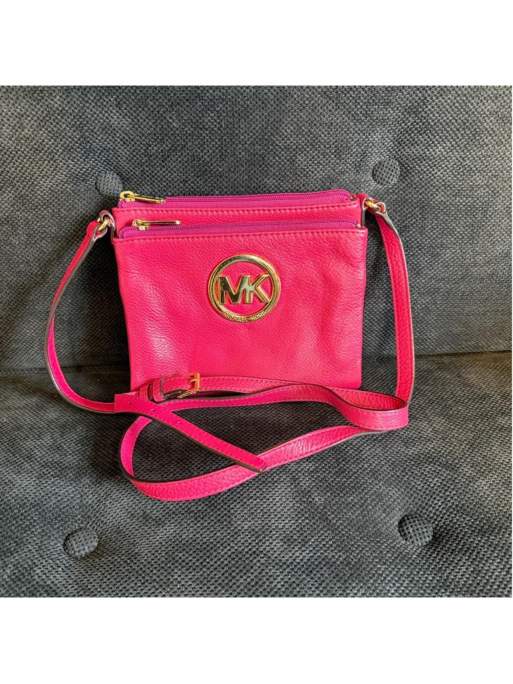 Michael Kors Fulton Crossbody with Gold Hardware.